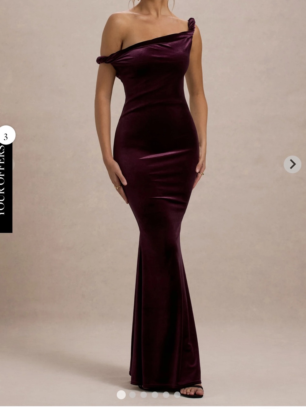 Club L London Neeka Purple Port Twisted Assymetric Velvet Dress
